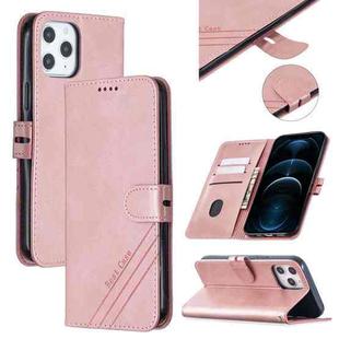 Stitching Style 2-Color Cow Texture Horizontal Flip PU Leather Case with Holder & Card Slot & Lanyard For iPhone 12 Pro Max(Rose Gold)
