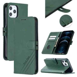 Stitching Style 2-Color Cow Texture Horizontal Flip PU Leather Case with Holder & Card Slot & Lanyard For iPhone 12 Pro Max(Green)