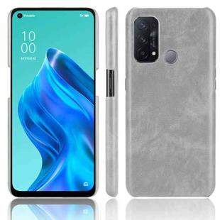 For OPPO Reno5 A Shockproof Litchi Texture PC + PU + Flannel Case(Grey)