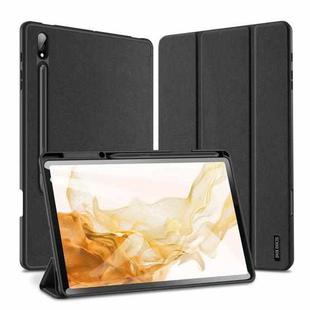 For Samsung Galaxy Tab S8+ / Tab S8 Plus /  Tab S7 FE / Tab S7+ DUX DUCIS Domo Series Horizontal Flip Magnetic PU Leather Case with Three-folding Holder & Wake-up / Sleep Function(Black)