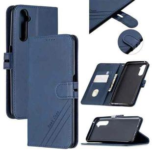 For OPPO Realme 6 Stitching Style 2-Color Cow Texture Horizontal Flip PU Leather Case with Holder & Card Slot & Lanyard(Blue)
