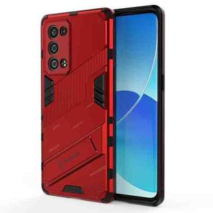 For OPPO Reno6 Pro+ 5G Punk Armor 2 in 1 PC + TPU Shockproof Case with Invisible Holder(Red)