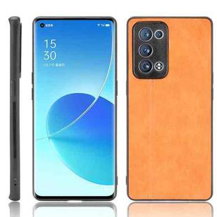 For OPPO Reno6 Pro+ Shockproof Sewing Cow Pattern Skin PC + PU + TPU Case(Orange)