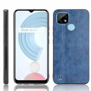 For OPPO Realme C21 Shockproof Sewing Cow Pattern Skin PC + PU + TPU Case(Blue)