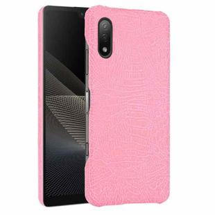 For Sony Xperia Ace II Shockproof Crocodile Texture PC + PU Case(Pink)