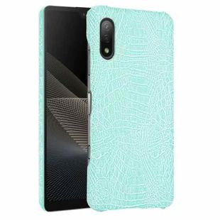 For Sony Xperia Ace II Shockproof Crocodile Texture PC + PU Case(Light Green)