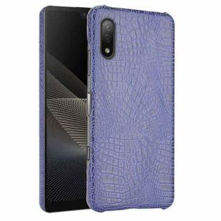 For Sony Xperia Ace II Shockproof Crocodile Texture PC + PU Case(Blue)