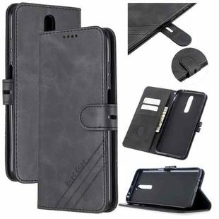 For Xiaomi Redmi K30 Stitching Style 2-Color Cow Texture Horizontal Flip PU Leather Case with Holder & Card Slot & Lanyard(Black)