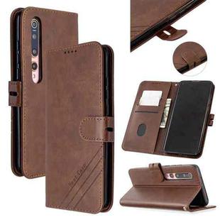 For Xiaomi Mi 10 5G / Mi 10 Pro 5G Stitching Style 2-Color Cow Texture Horizontal Flip PU Leather Case with Holder & Card Slot & Lanyard(Brown)