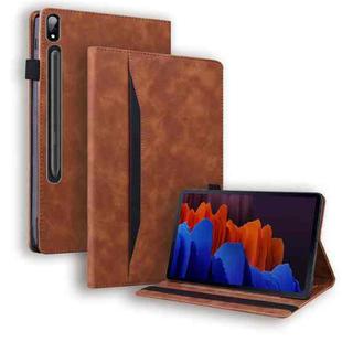 For Samsung Galaxy Tab S8 / Galaxy Tab S7 2020 SM-T870 / SM-T875 Business Shockproof Horizontal Flip Leather Case with Holder & Card Slots & Photo Frame & Pen Slot & Sleep / Wake-up Function(Brown)