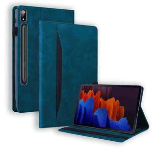 For Samsung Galaxy Tab S8 / Galaxy Tab S7 2020 SM-T870 / SM-T875 Business Shockproof Horizontal Flip Leather Case with Holder & Card Slots & Photo Frame & Pen Slot & Sleep / Wake-up Function(Blue)