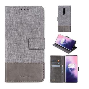 For OnePlus 7 Pro MUXMA MX102 Horizontal Flip Canvas Leather Case with Stand & Card Slot & Wallet Function(Grey)