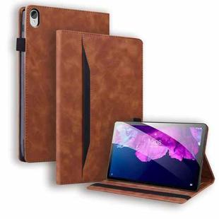 For Lenovo Tab P11 TB-J606F Business Shockproof Horizontal Flip Leather Case with Holder & Card Slots & Photo Frame & Pen Slot(Brown)