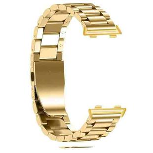 For OPPO Watch 46mm Three-beads Steel Watch Band(Gold)