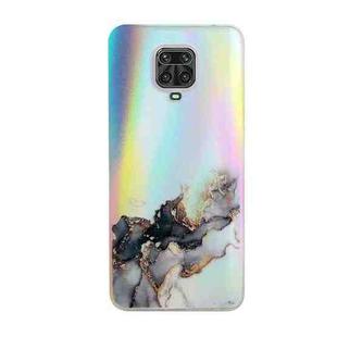 For Xiaomi Redmi Note 9S/Note 9 Pro/Note 9 Pro Max Laser Marble Pattern Clear TPU Shockproof Protective Case(Black)