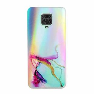 For Xiaomi Redmi Note 9S/Note 9 Pro/Note 9 Pro Max Laser Marble Pattern Clear TPU Shockproof Protective Case(Green)