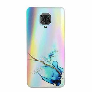 For Xiaomi Redmi Note 9S/Note 9 Pro/Note 9 Pro Max Laser Marble Pattern Clear TPU Shockproof Protective Case(Blue)