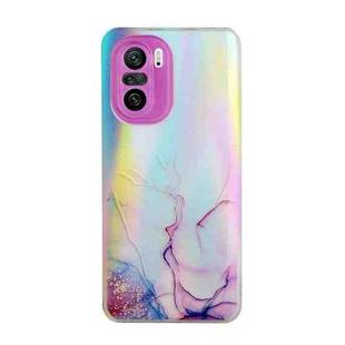 For Xiaomi Redmi K40 / K40 Pro / Poco F3 Laser Marble Pattern Clear TPU Shockproof Protective Case(Pink)