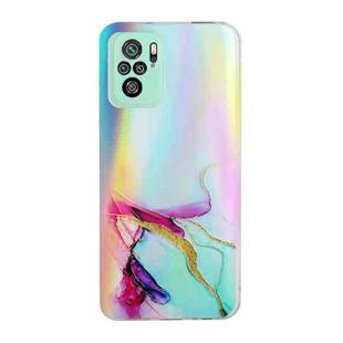 For Xiaomi Redmi Note 10 4G Laser Marble Pattern Clear TPU Shockproof Protective Case(Green)