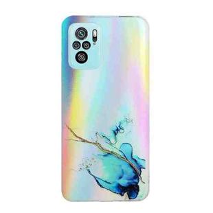 For Xiaomi Redmi Note 10 4G Laser Marble Pattern Clear TPU Shockproof Protective Case(Blue)