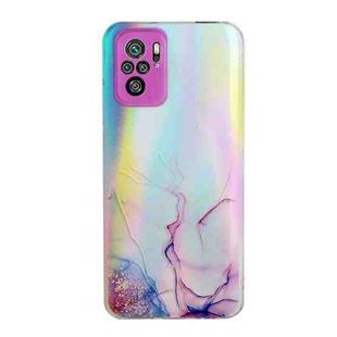 For Xiaomi Redmi Note 10 4G Laser Marble Pattern Clear TPU Shockproof Protective Case(Pink)