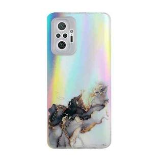 For Xiaomi Redmi Note 10 Pro Laser Marble Pattern Clear TPU Shockproof Protective Case(Black)