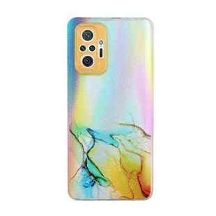 For Xiaomi Redmi Note 10 Pro Laser Marble Pattern Clear TPU Shockproof Protective Case(Yellow)