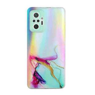 For Xiaomi Redmi Note 10 Pro Laser Marble Pattern Clear TPU Shockproof Protective Case(Green)