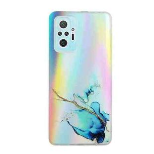 For Xiaomi Redmi Note 10 Pro Laser Marble Pattern Clear TPU Shockproof Protective Case(Blue)