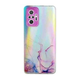 For Xiaomi Redmi Note 10 Pro Laser Marble Pattern Clear TPU Shockproof Protective Case(Pink)