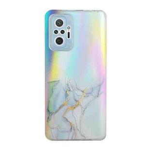 For Xiaomi Redmi Note 10 Pro Laser Marble Pattern Clear TPU Shockproof Protective Case(Grey)