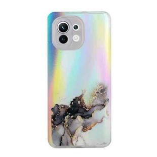 For Xiaomi Mi 11 Laser Marble Pattern Clear TPU Shockproof Protective Case(Black)