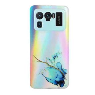 For Xiaomi Mi 11 Ultra Laser Marble Pattern Clear TPU Shockproof Protective Case(Blue)