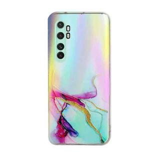 For Xiaomi Mi Note 10 Lite Laser Marble Pattern Clear TPU Shockproof Protective Case(Green)