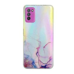 For Xiaomi Poco M3 Laser Marble Pattern Clear TPU Shockproof Protective Case(Pink)