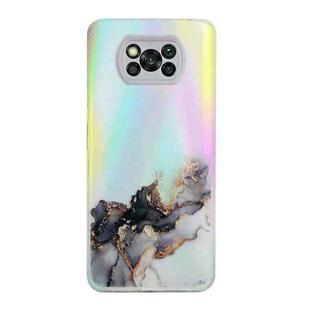 For Xiaomi Poco X3 / X3 Pro / X3 NFC Laser Marble Pattern Clear TPU Shockproof Protective Case(Black)