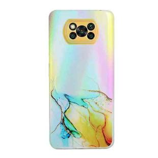 For Xiaomi Poco X3 / X3 Pro / X3 NFC Laser Marble Pattern Clear TPU Shockproof Protective Case(Yellow)