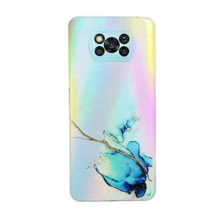 For Xiaomi Poco X3 / X3 Pro / X3 NFC Laser Marble Pattern Clear TPU Shockproof Protective Case(Blue)