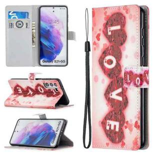 For Samsung Galaxy S21+ 5G Colored Drawing Pattern Horizontal Flip PU Leather Case with Holder & Card Slots & Wallet & Lanyard(LOVE)