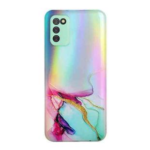 For Samsung Galaxy A02s Laser Marble Pattern Clear TPU Shockproof Protective Case(Green)