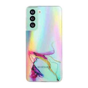 For Samsung Galaxy S21 5G Laser Marble Pattern Clear TPU Shockproof Protective Case(Green)