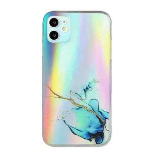 For iPhone 12 Laser Marble Pattern Clear TPU Shockproof Protective Case(Blue)