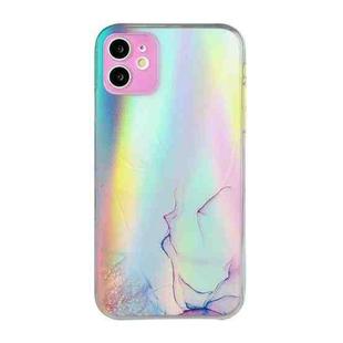 For iPhone 12 Laser Marble Pattern Clear TPU Shockproof Protective Case(Pink)