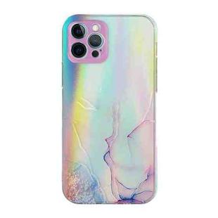 For iPhone 12 Pro Max Laser Marble Pattern Clear TPU Shockproof Protective Case(Pink)