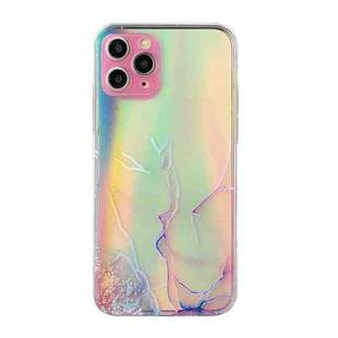 For iPhone 11 Pro Laser Marble Pattern Clear TPU Shockproof Protective Case (Pink)