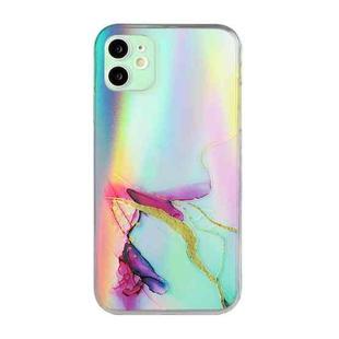 For iPhone 11 Laser Marble Pattern Clear TPU Shockproof Protective Case (Green)