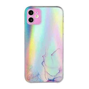 For iPhone 11 Laser Marble Pattern Clear TPU Shockproof Protective Case (Pink)