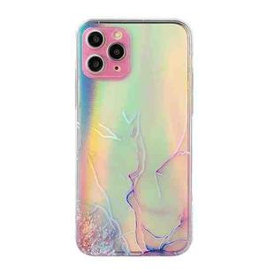 For iPhone 11 Pro Max Laser Marble Pattern Clear TPU Shockproof Protective Case (Pink)
