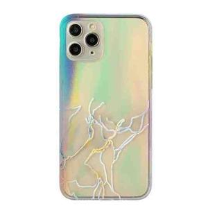 For iPhone 11 Pro Max Laser Marble Pattern Clear TPU Shockproof Protective Case (Gray)
