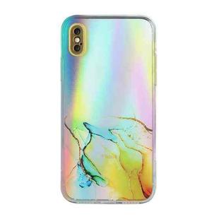 For iPhone X / XS Laser Marble Pattern Clear TPU Shockproof Protective Case(Yellow)